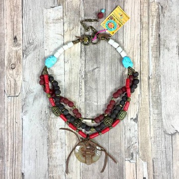 African red necklace with mask made by dazzling gypsy queen at www styletrash nl