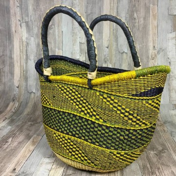 Gypsy rieten mand in geel en groen