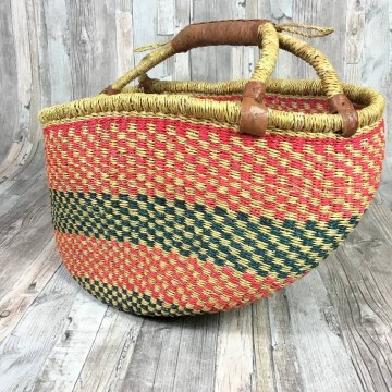 Gypsy rieten mand in naturel, rood en blauw