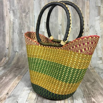 Gypsy rieten mand in geel en groen