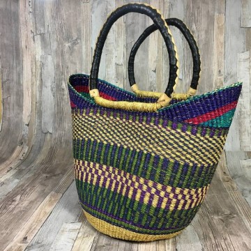 Gypsy rieten mand met leren hengsels