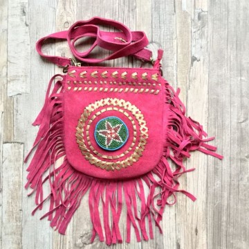 Banjara bag small   pink suede met franje styletrashnl   17 12 048