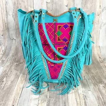 Gypsy Boho Banjara tas Turquoise suede