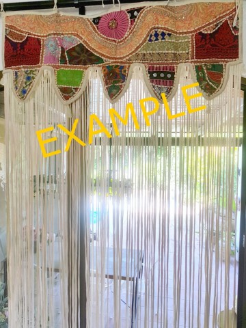 Bohemian curtain door curtain cord wall hanging decoration room divider by dazzling gypsy queen   creme   2007   001b