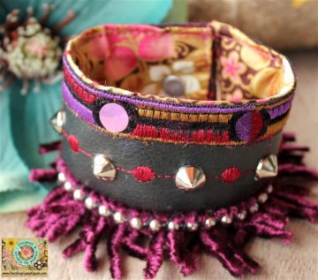 Stoere armband met studs en kunstleer  @ StyleTrash.nl