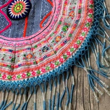 Boho hmong fringed beaded bag small  styletrashnl   4169 07a