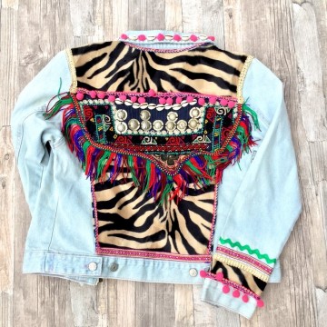 Boho jeans jacket   banjara and zebra by dazzling gypsy queen  styletrashnl   jj 1805 005