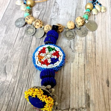 Boho Kuchi ketting met kralen, Tribal munten en Cowrie schelpen - 22 @ StyleTrash.nl