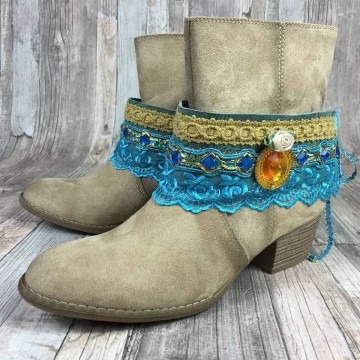 Gypsy boho leren Bootbelts - bootcuffs - bootcovers @ StyleTrash.nl