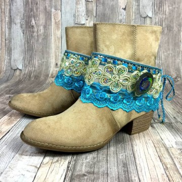 Gypsy boho leren Bootbelts - bootcuffs - bootcovers @ StyleTrash.nl