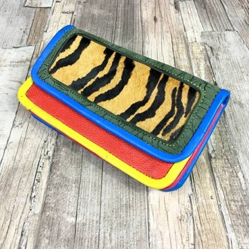 Leren Portemonnee in diverse kleuren met Tijger print
