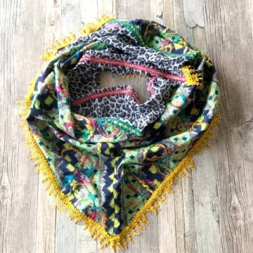 Gypsy sjaal met boho print en panter print @ StyleTrash.nl