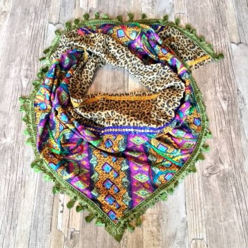 Gypsy sjaal met boho print en panter print @ StyleTrash.nl