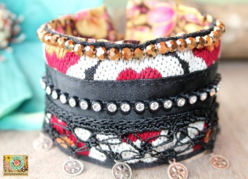 Armband retrostof met Swarovski steentjes @ StyleTrash.nl