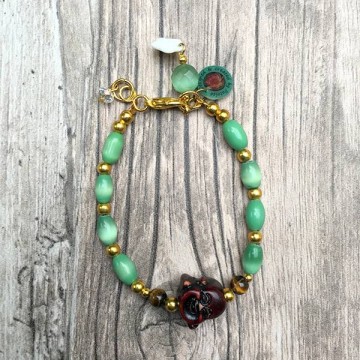 Geluksarmband met edelstenen, Tijgeroog en bedels @ StyleTrash.nl