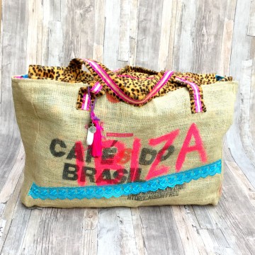 Ibiza Jute strandtas handgemaakt van vintage koffiezakken
