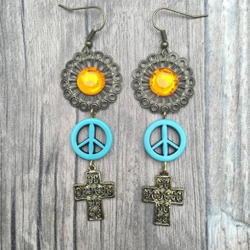 Gypsy Ibiza oorbellen turquoise peace @ StyleTrash.nl