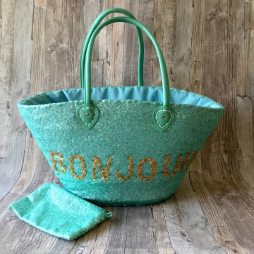 Ibiza strandtas | Ibiza Strandmand | mand handgemaakt met Pailletten - Bonjour