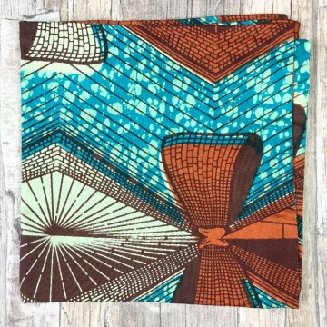 Kussen hoes Afrikaanse Wax stof - turqoise & bruin @ StyleTrash.nl