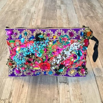 Louis Asscher Designer Boho clutch tas Purple