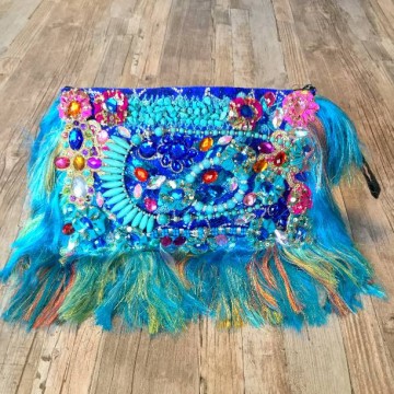 Louis Asscher Designer clutch tasje Ibiza Turquoise