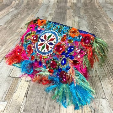 Louis Asscher Designer Ibiza Clutch tas multi met franje