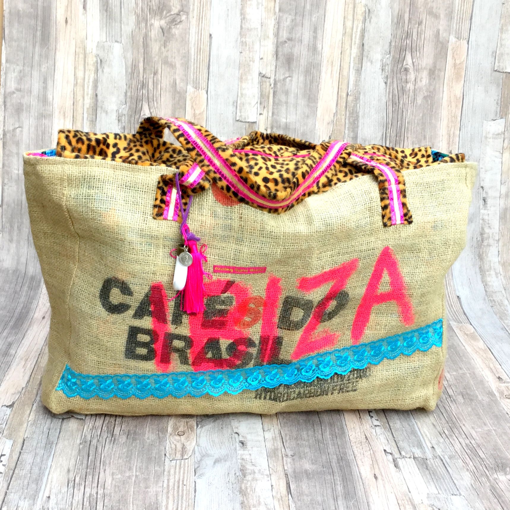 Koningin Familielid blad Ibiza Beach Bag big handmade van Jute met IBIZA print - StyleTrash Online  Boho Shop